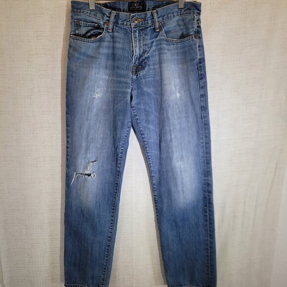 Lucky Brand Other - Lucky Brand 221 Original Straight Jeans Mens 34x32 Blue Denim Stretch Distressed